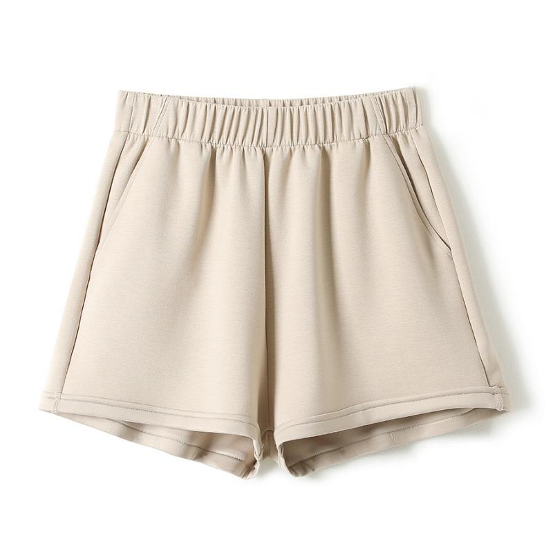 

Летние новые повседневные шорты женские свободные, прохладные и дышащие из воздушного хлопка с эластичной талией на резинке и подвернутыми краями, штаны длиной до колена L