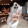 Luxury Diamond Love Heart Case for iPhone 16 Pro Max 16 Plus Transparent Acrylic Metal Cover for iPhone 13 12 11 14 15 Pro Max