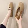 Soft leather Mary Jane single shoes women's 2025 spring new late evening breeze gentle flat bottom casual retro beanie shoes