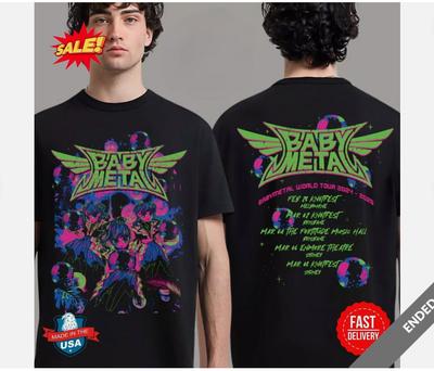 T-shirt Babymetal World Tour 2024 2025 Australia, Maglietta 2 Stili per Fan