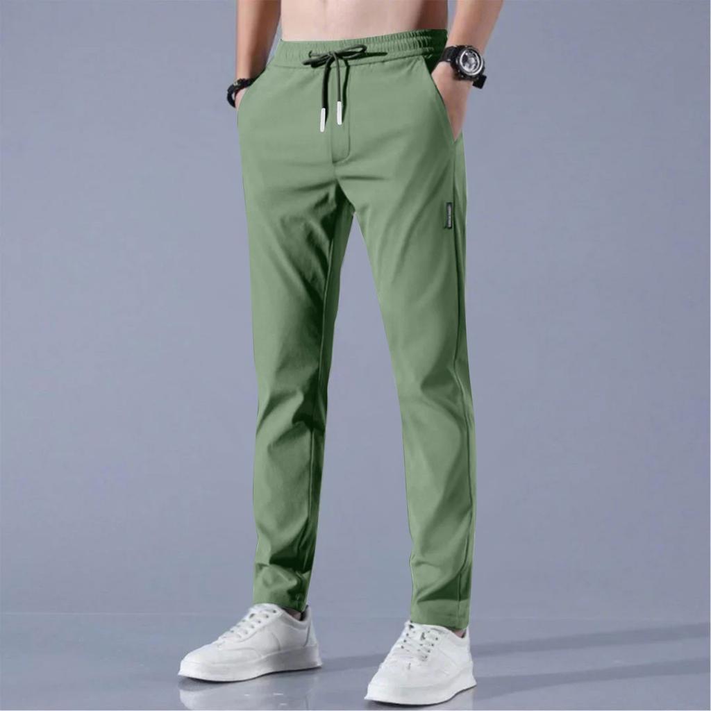 Men's Lightweight Stretchy Casual Pants with Drawstring Waist, Breathable Quick-Dry Fabric for Daily Wear