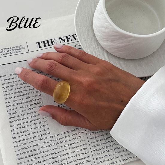 Retro Ring Jelly Texture Finger Ring Transparent Resin Round Layered
