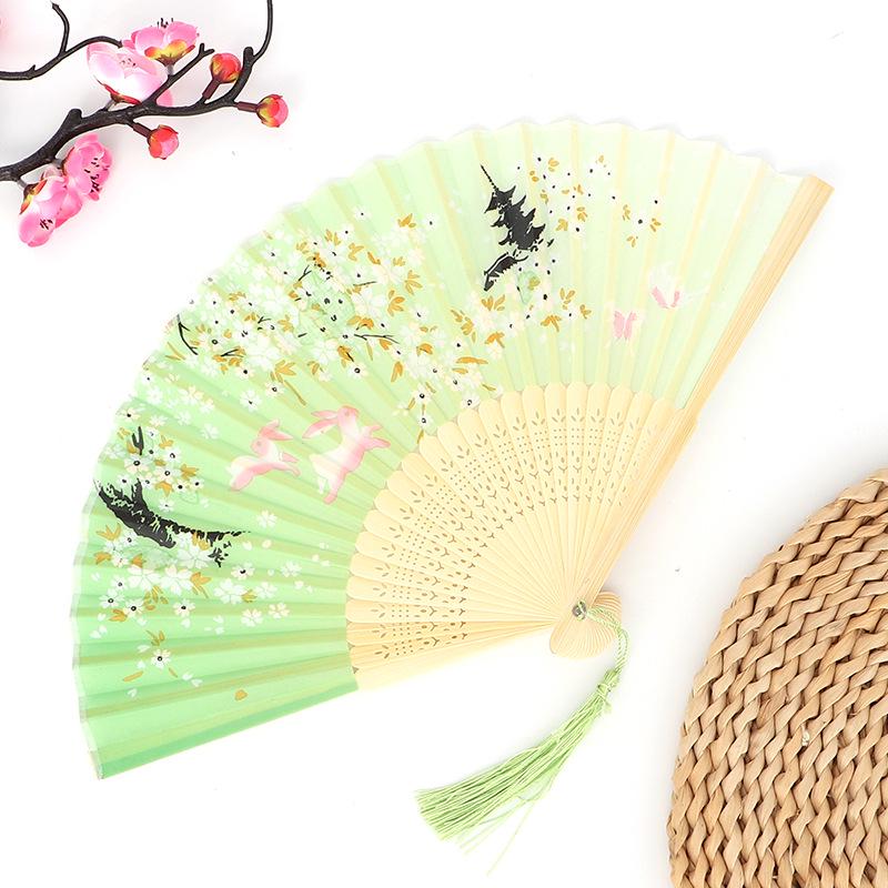 Hanfu skládací vějíř pro ženy inspirovaný japonským a čínským stylem – Scénický tanec bambusový styl