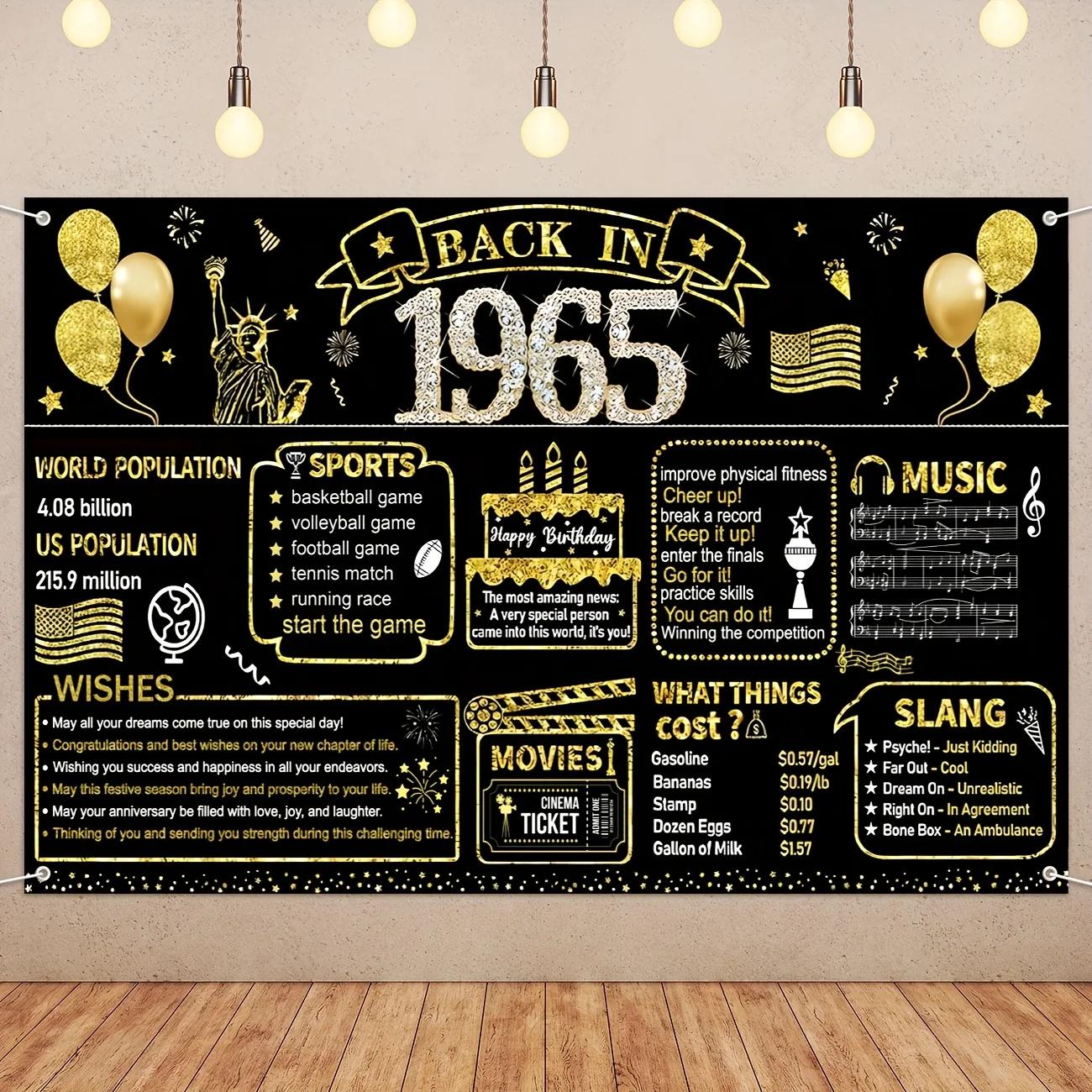 Retro black and gold 60th birthday banner - 1965 Return Retro party decoration, birthday party decoration 150x100CM