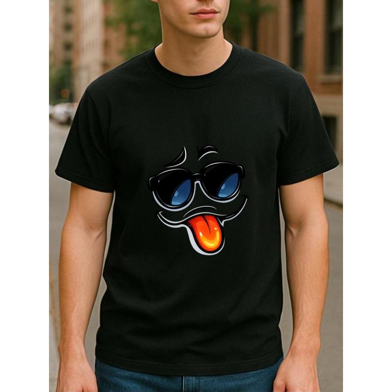 

Европейские размеры Скажи «Нет» скуке и «сделай смешную рожицу». Мужские рубашки с принтом с коротким рукавом, Дышащие топы с принтом S чёрный