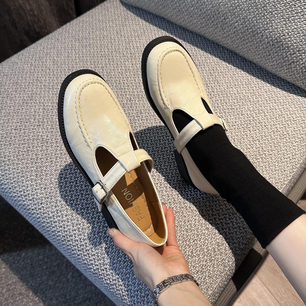 New popular women's shoes platform Mary Jane Love single shoes 2025 new spring and autumn retro round head British style small leather shoes