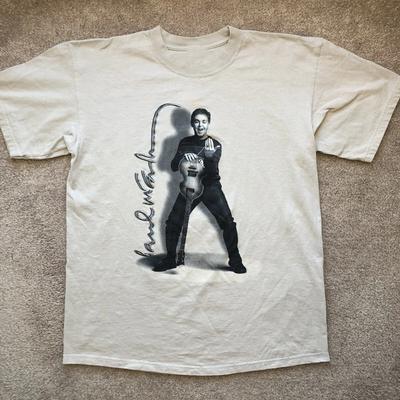 PAUL MCCARTNEY Live In Tour Schweres Baumwoll-T-Shirt in Sandfarbe, Alle Größen, Für Herren US145