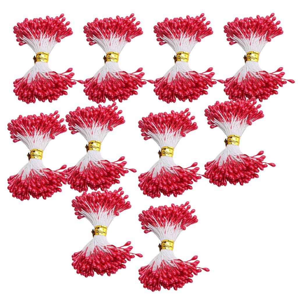 900Pcs Flower Stamen Red Gypsum Material Artificial Bouquet Decoration Making Accessories(3mm(#4) )