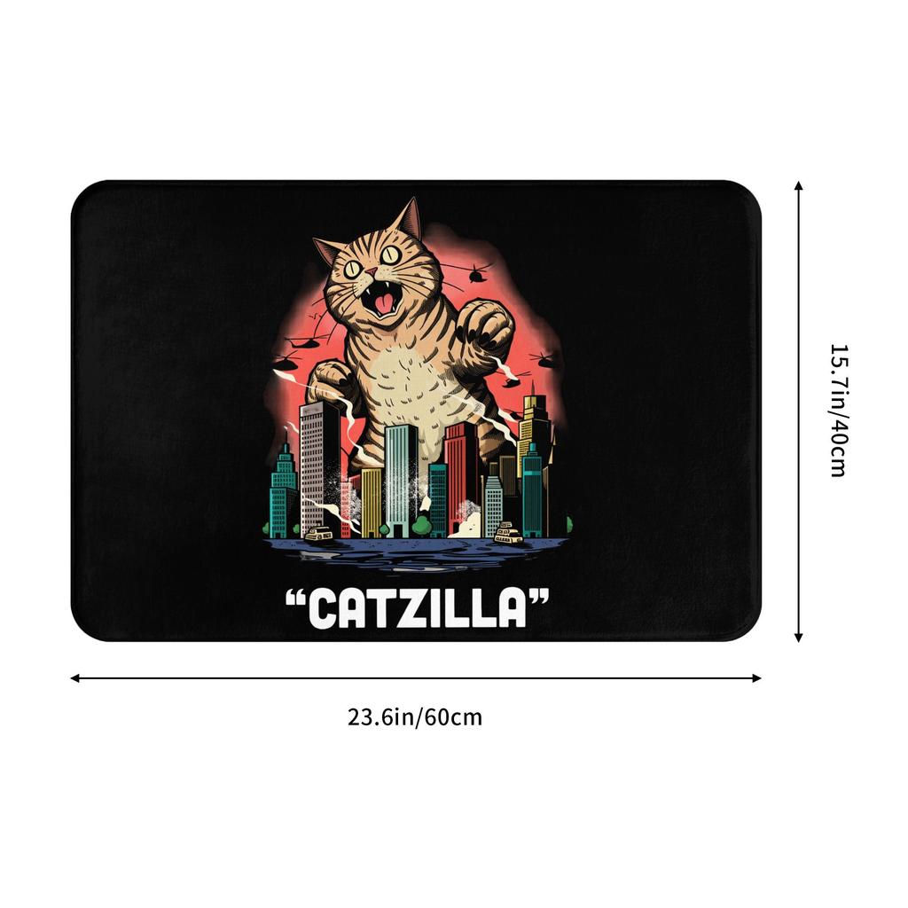 Catzilla Cat Japanese Art Doormat Non-Slip Entrance Kitchen Bath Door Floor Mats Garage Carpet Rug
