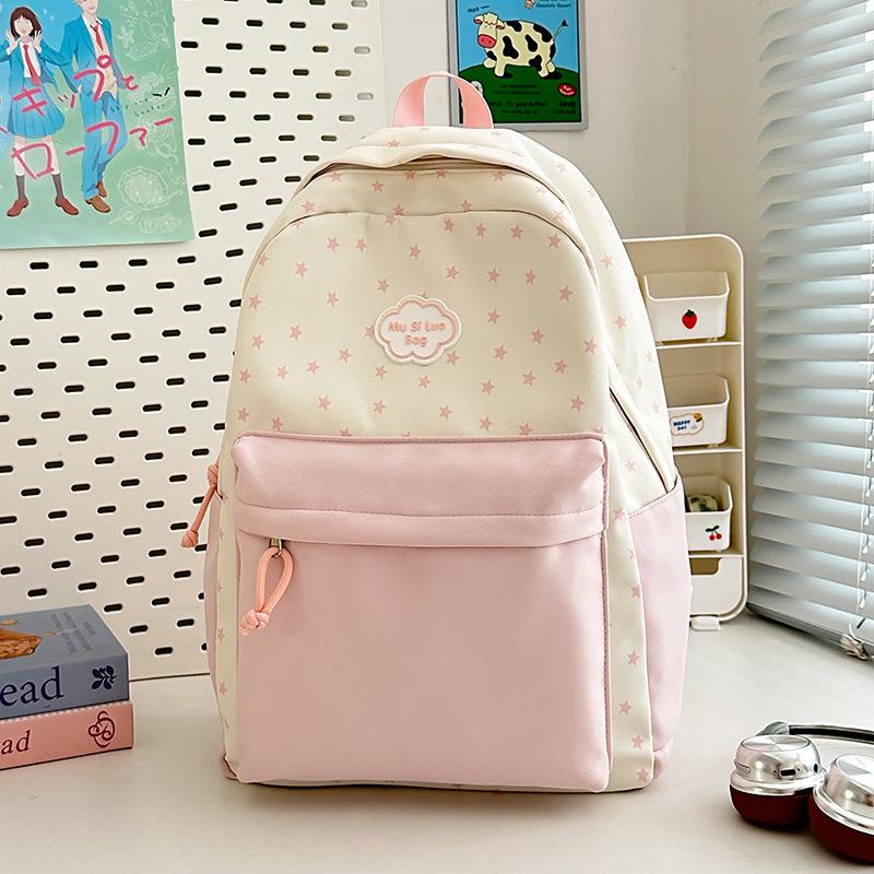 Schoolbag New Japanese Ins High Value Fresh Sweet Cute Star Backpack Junior High School Students Lightweight Travel Backpack
