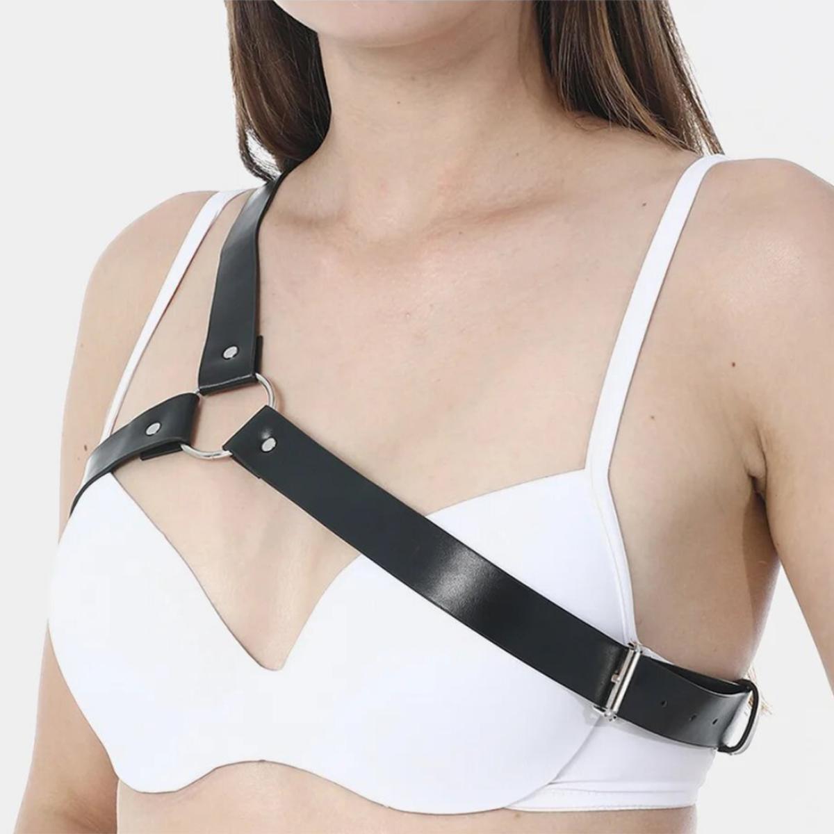 

Adjustable Leather Body Belt For Women, Metal O-Ring Decoration, Gothic Punk Style, Waist Harness For Dresses, Nightclub, Rave 115CM