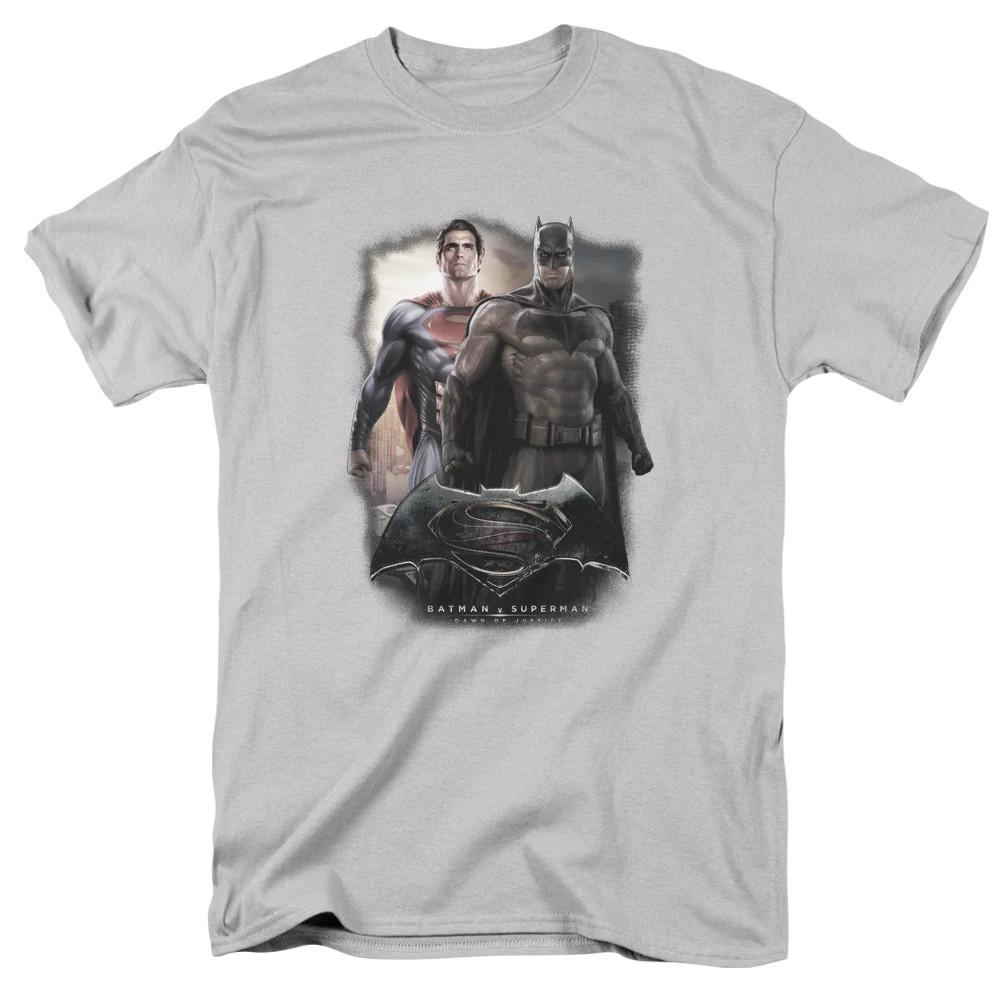 Batman Vs Superman Dawn Mens T Shirt Silver Officially Licensed