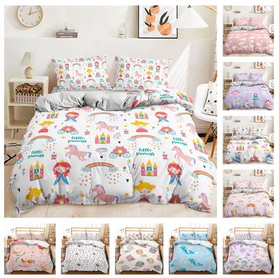 Cartoon Animal Bedding Set, Kid Girls Baby Duvet Cover, Pillowcase 2/3pcs, Single Double Bed Cover, Gift Home Textile