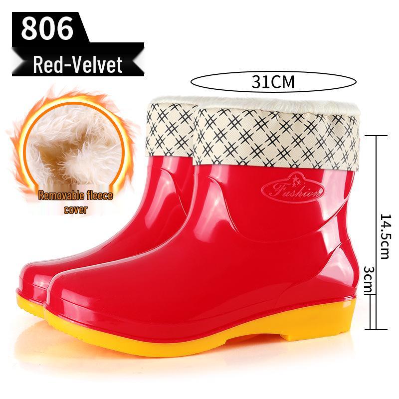 Simple Four Seasons Waterproof Women's High-Top Rain Boots and Shoes for Labor Protection and Cleaning