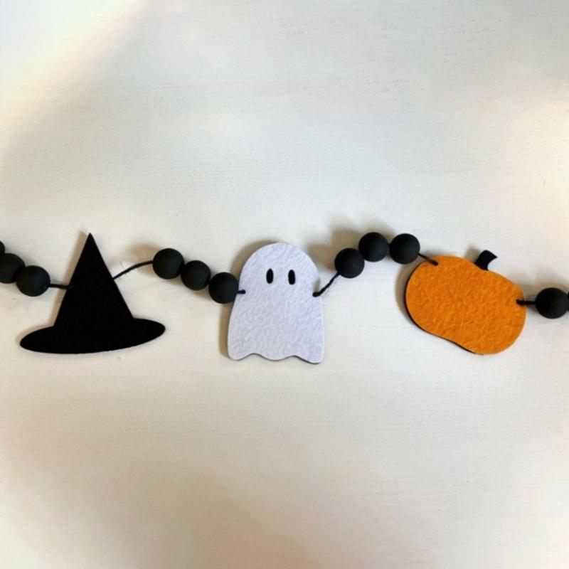 Reusable Felt Bunting Flags Handmade Witch Hat and Pumpkin Banners Halloween Decorations For Indoor Outdoors