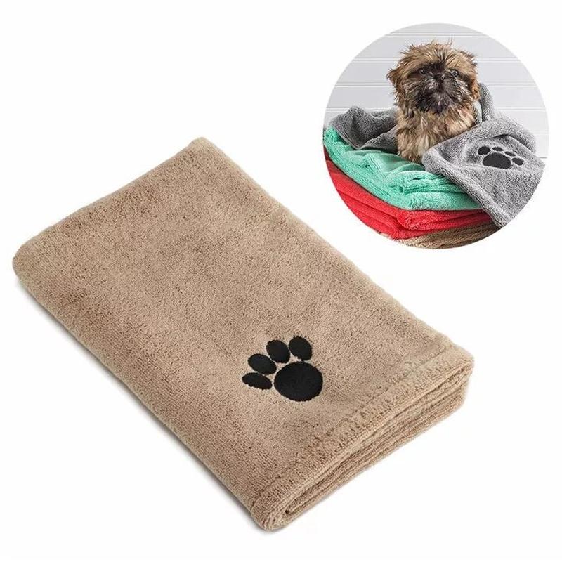 35*75cm/50*100cm Microfiber Pet Bath Towel Embroidered Super Soft Absorbent Cat For Dogs Blanket Grooming Supplies
