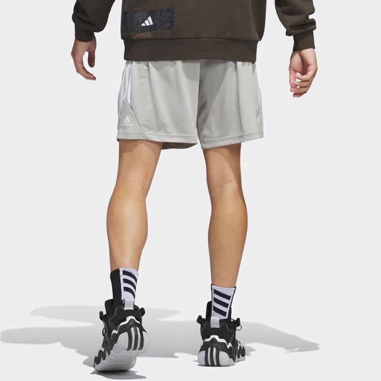 Adidas Logo Letter Print Vertical Stripe Basketball Shorts Men Shorts Metallic-Gray IC2453