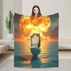 Decora Meowl Soft Warm Blanket  Airplane Travel Plush Throw Blanket Aesthetic Outdoor Flannel Bedspread Sofa Bed Cover