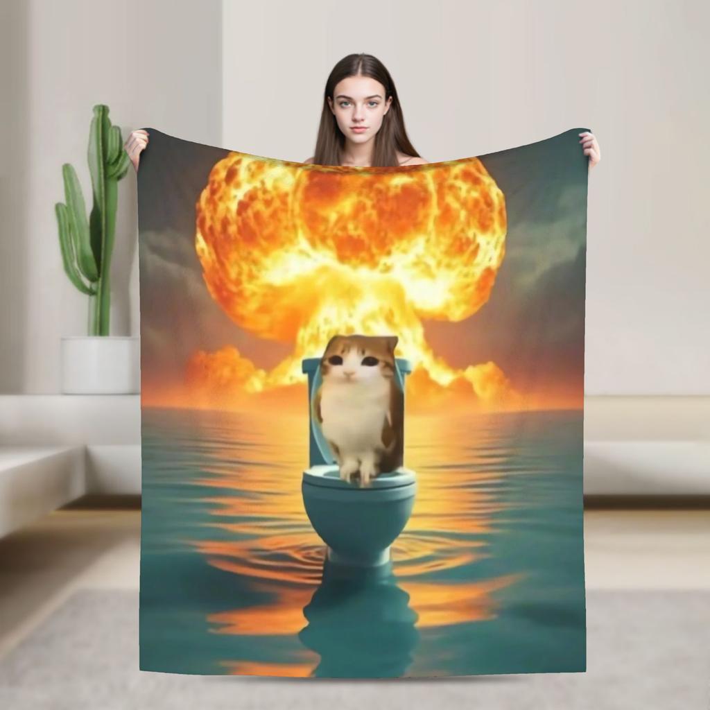 Decora Meowl Soft Warm Blanket Airplane Travel Plush Throw Blanket Aesthetic Outdoor Flannel Bedspread Sofa Bed Cover