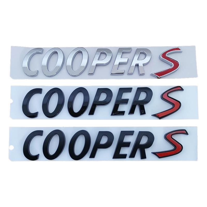 3D ABS Chrome Black  Cooper S Emblem Letters Car Rear Trunk Badge Self-adhesive Sticker Accessories