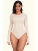 Seamless Long Sleeve Quick-Dry Knitted Yoga Bodysuit with Snap Closure