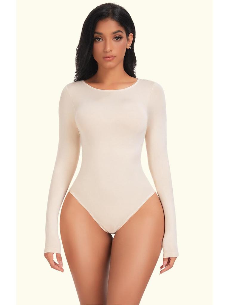 Seamless Long Sleeve Quick-Dry Knitted Yoga Bodysuit with Snap Closure