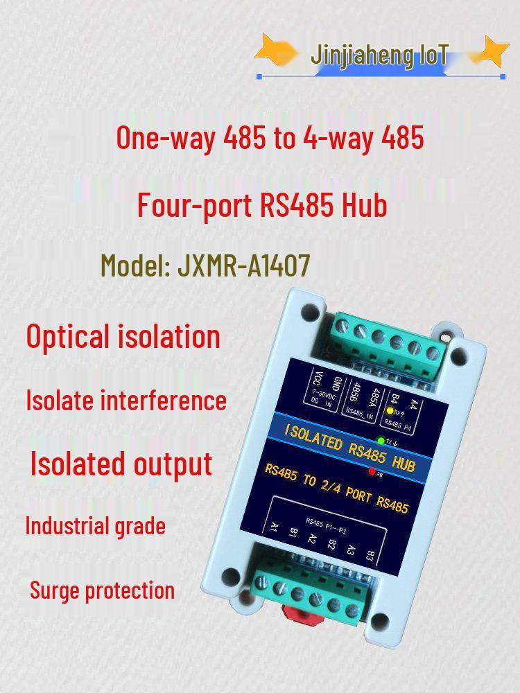 4-Port RS485 Hub with Optical Isolation and Signal Amplification