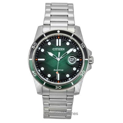 Ανδρικό ρολόι Marine Eco-Drive από ανοξείδωτο ατσάλι πράσινο καντράν AW1811-82X 100M