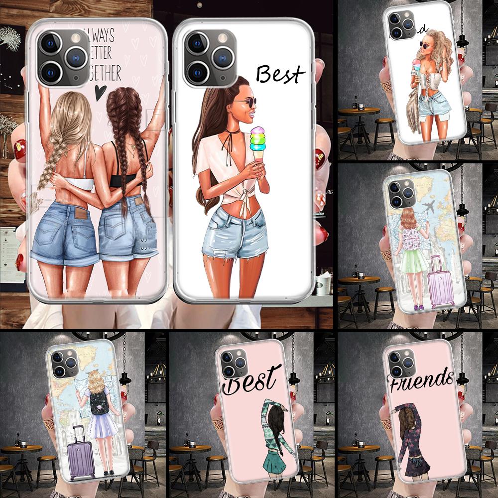 Girls Best Friends Forever BFF Soft Phone Case For IPhone 18 11 17 Air 16E 16 Pro Max 15 + 14 Plus 13 Mini 12 Apple 7 SE 8 Fundas C