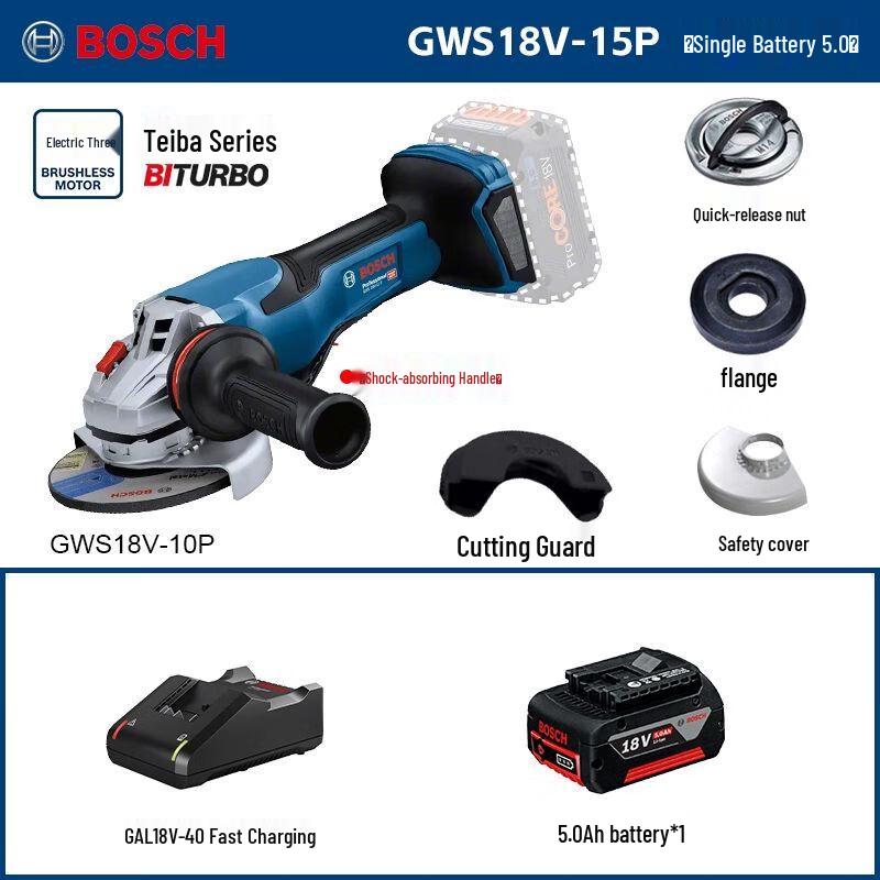Bosch GWS18V-10P/15P Heavy-Duty Cordless Angle Grinder CN Plug (adapter Included)