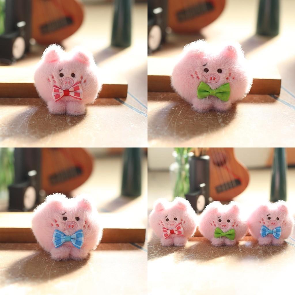 Piglet Bow Cute Keychain Cartoon Children Backpack Plush Pendant Doll Gifts