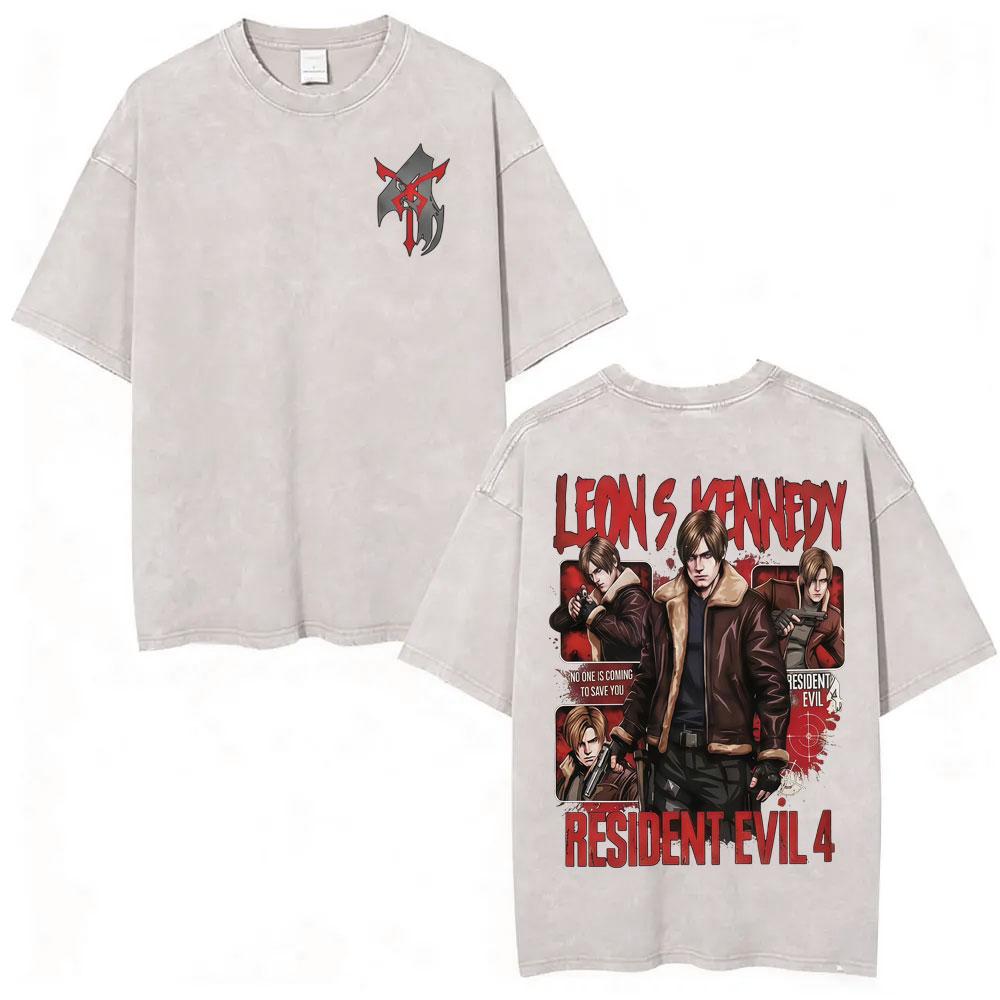 T-shirt Anime Édition Limitée Resident Evil Requiemm Vêtements pour Hommes Gothique Vintage Lavé T-shirts Hauts d'Été T-shirt à Col Rond Streetwear