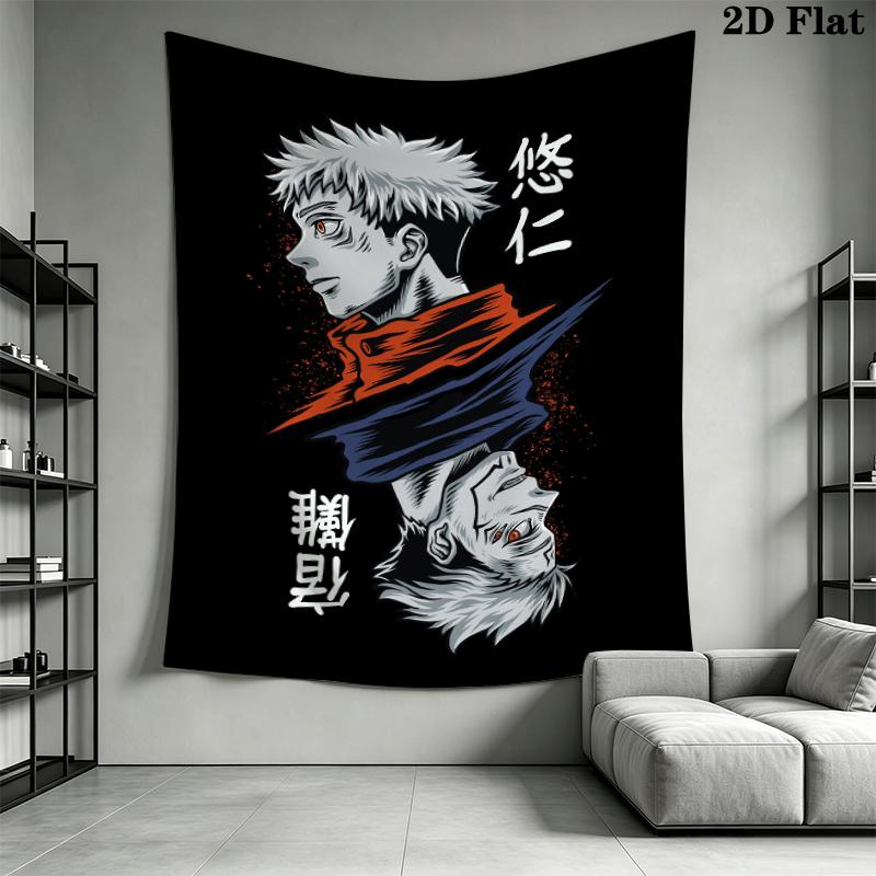 Jujutsu Kaisen Wall Tapestry Aesthetic Wall Hanging Printed Fabric Blanket Decorative Tapestries for Bedroom Living Room Home Decor
