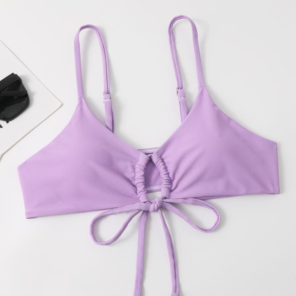 Bikini Sexy Due Pezzi Donna 2023 Colore Unito - Popolare Costumi da Bagno Europei e Americani