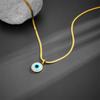 Women's Korean Style Minimalist Stainless Steel Necklace with Mother-of-Pearl Demon Eye Pendant