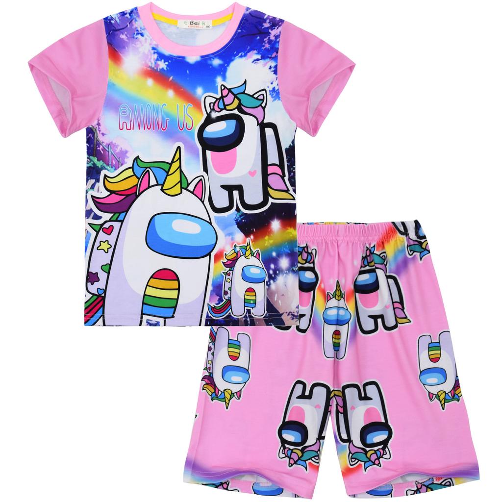 Game Digital Printing Medium And Older Children'S Loungewear Set, Short-Sleeved Two-Piece Pajamas 837