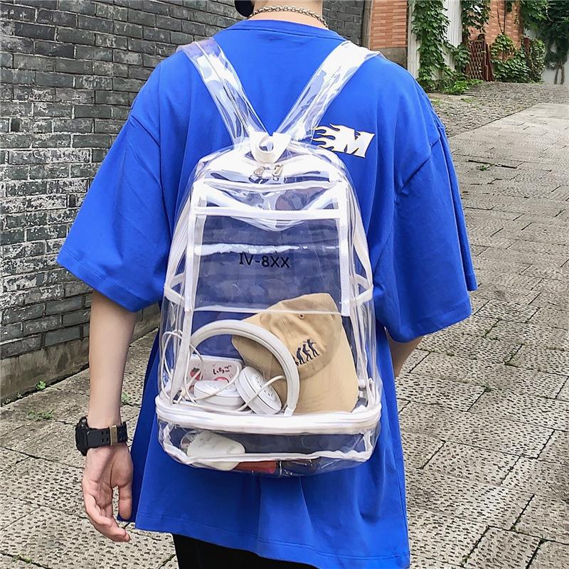 Schoolbag transparent backpack men's backpack large capacity fashion trend jelly bag personalized student schoolbag women's 1011 new models