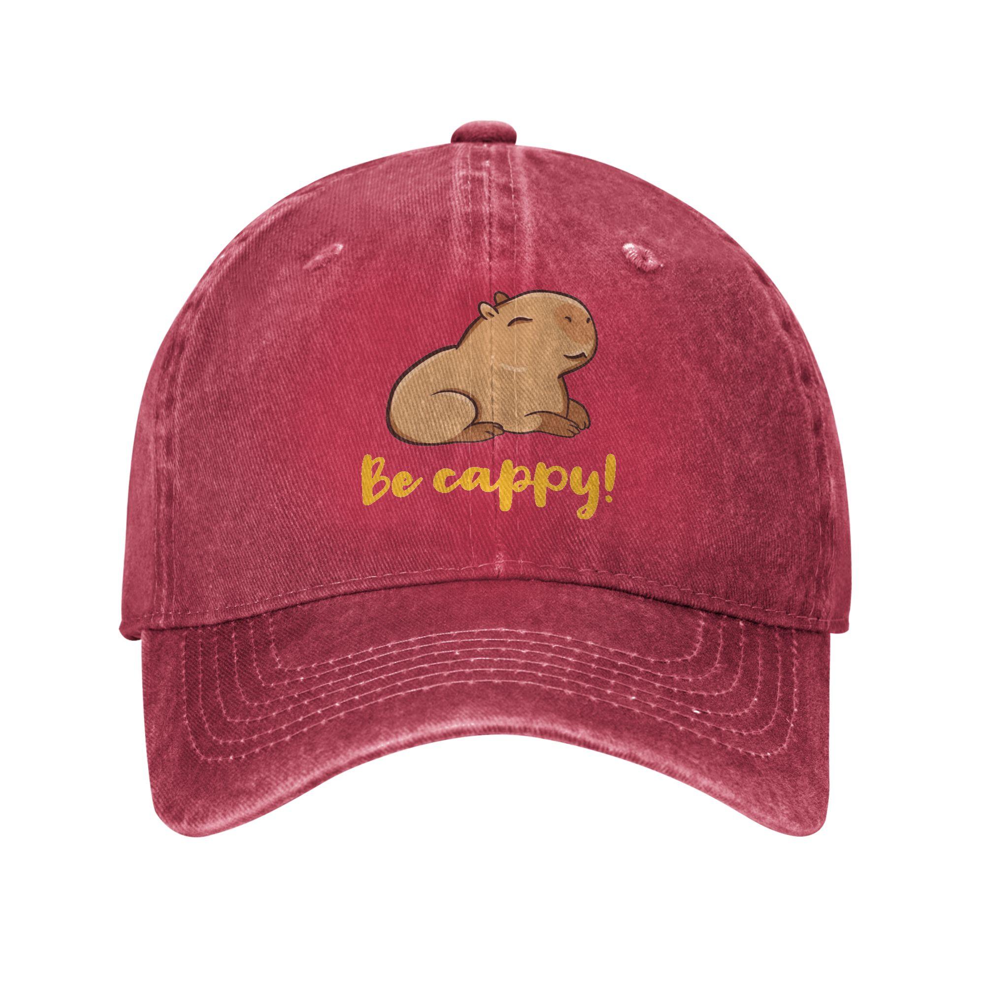 Cute Capybara Unisex Women Baseball Cap Funny Animals Distressed Cotton Caps Hat Casual Outdoor Summer Adjustable Fit Snapback Cap One Size