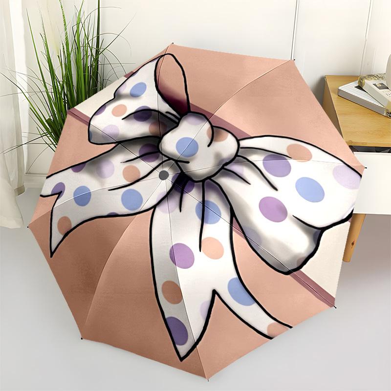 

1pc Polka Dot Bow Automatic Open/Close Umbrella - All-Season Portable Umbrella for Women/Men, Highquality Fabric yy251213096