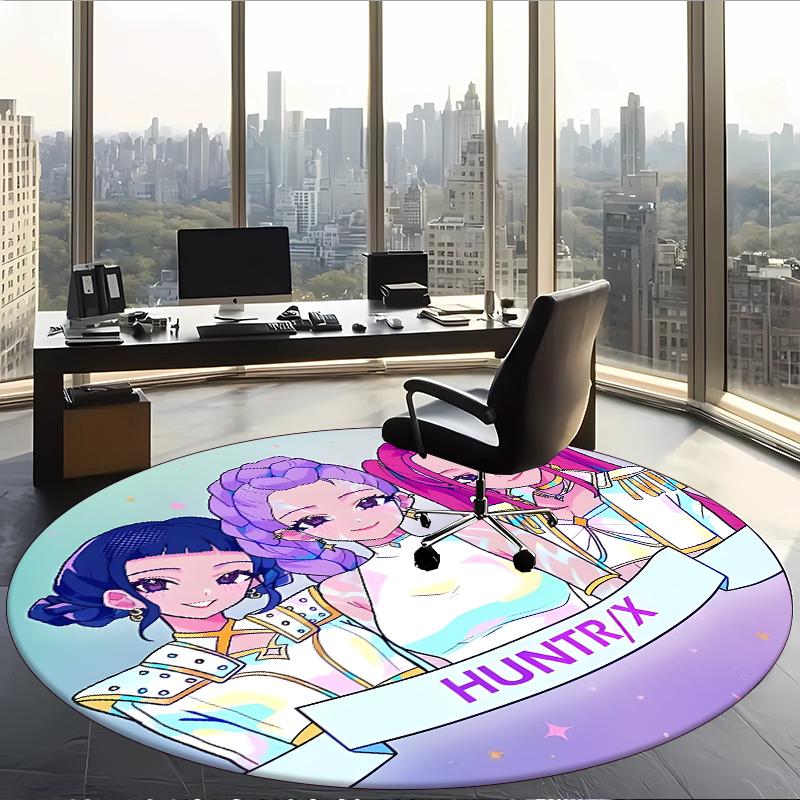 Huntrix (58) Round Office Rug Decorative Floor Rug for Office Bedroom Living Room and Home Space