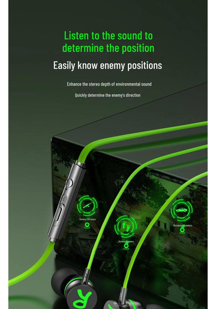 Type-C Elbow Noise-Cancelling Magnetic Earphones with Comfortable Long-Wear Design, Wired In-Ear Gaming Earbuds Y7