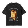 Oversized Washed T Shirt I Am Just Resting My Eyes Cotton T Shirts Funny Owl Hip Hop Tee Shirt for Men Beach Y2K Basic Top Tees