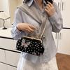 Fashionable Clip Handbag Women's Style Pearl Chain Dinner Bag Temperament All-matching Cross-body Shell