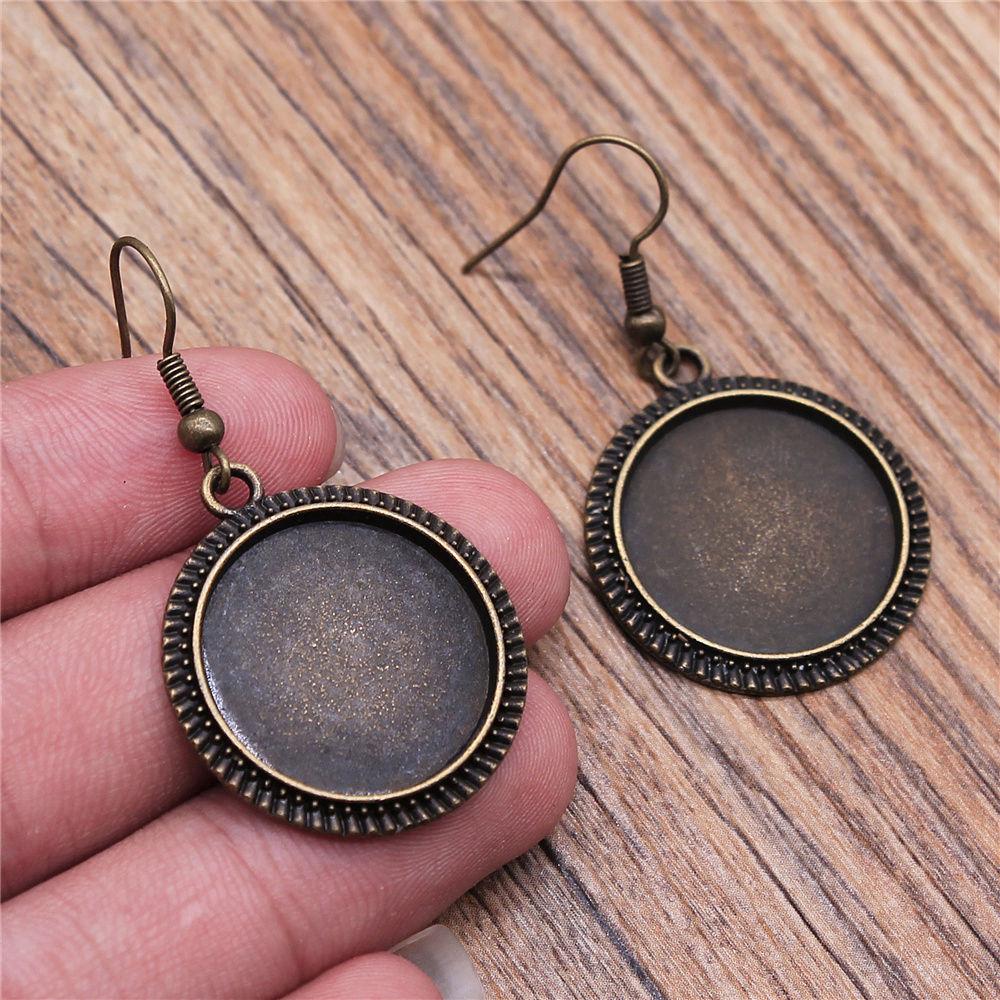 Drop & Dangle Earring Round Ear Hook Glass Cabochon Base Setting Tray Minimalist Jewelry ComponentsEarring Size 18x19mm QE025