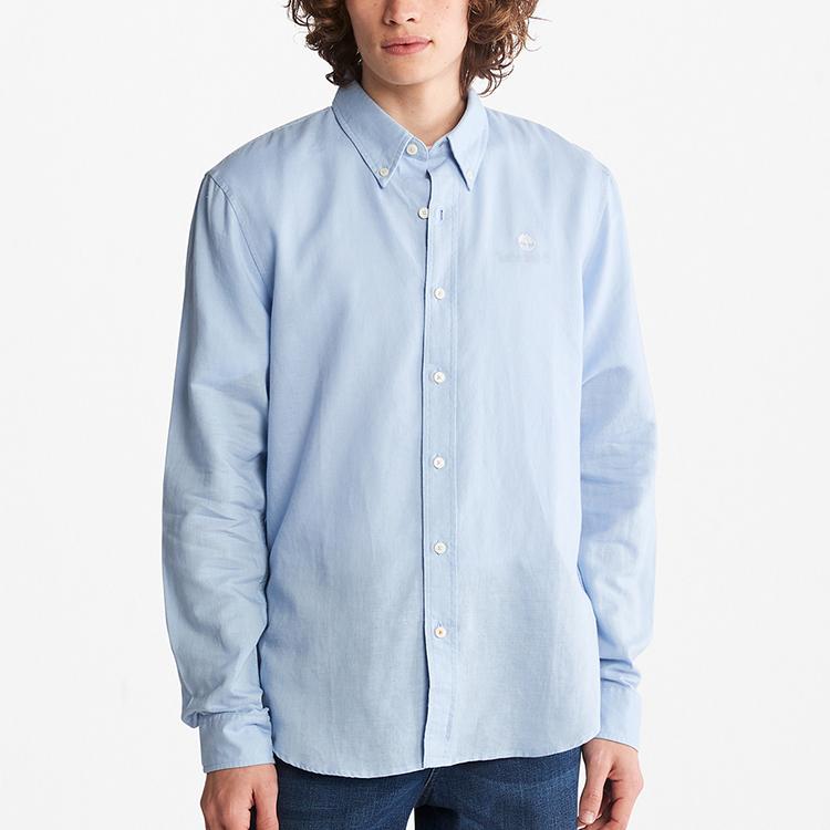 Timberland Outdoor Baumwolle Leinen Atmungsaktiv Einfarbiges Poloshirt Herren Hemden Himmelblau A24WR-940