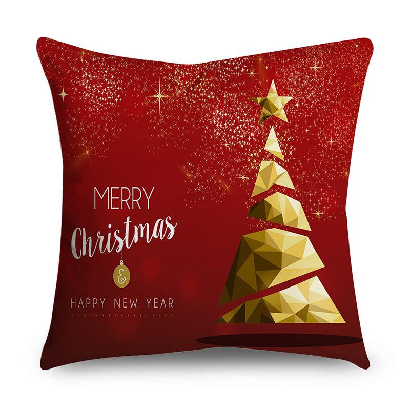 Christmas Decorative Polyester Cushion Cover For Home Tree Gifts Printed Pillow Cover Pillow Case Home Decor Xmas Decoration