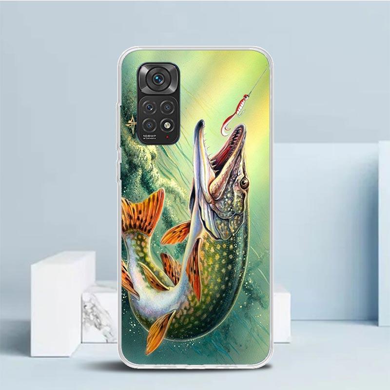 Offshore Angling Fishing Fish Rod Phone Case For Xiaomi Redmi Note 15 14 14S 13 12S 12 Pro Plus 11S 11 11T 11E 10S 10 + Soft TPU