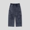 BLACK MOMENT Washed Cargo Elastic Waist Wide Pants [Khaki]