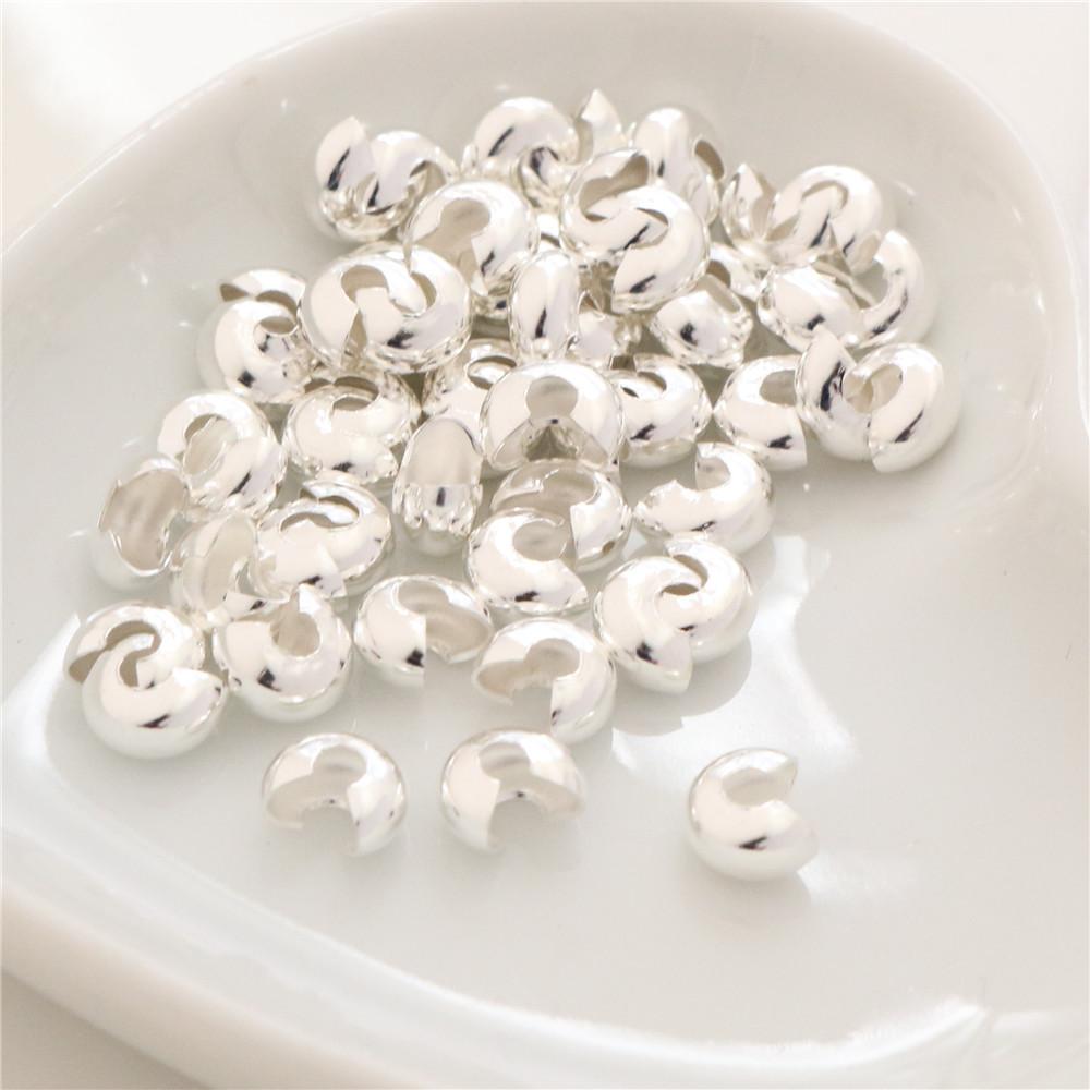 100pcs/lot Copper Round Covers Crimp End Beads 3 4 5mm Stopper Spacer Beads For DIY Jewelry Making Findings Supplies
