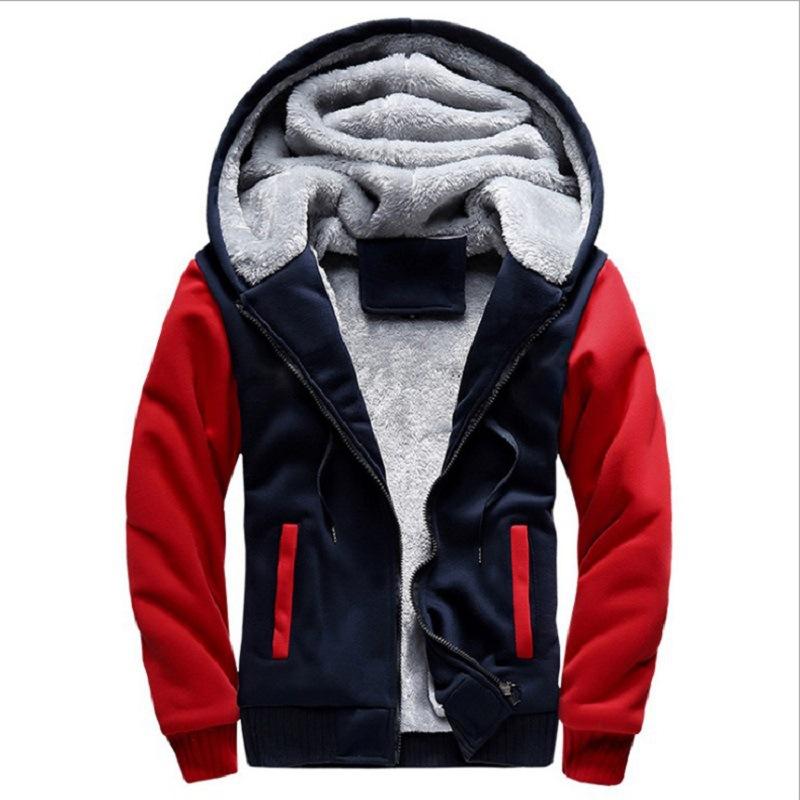 Mens Sweatshirt Hooded Autumn and Winter Men's Baseball Clothing Padded and Thickened Men's Jacket Warmth